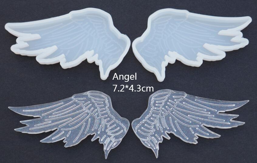 Duivelsvleugels siliconen mallen epoxyhars cabochon bedels doe-het-zelf knutselgereedschap engelenveer mal handgemaakte hars sieraden accessoires: Engel s