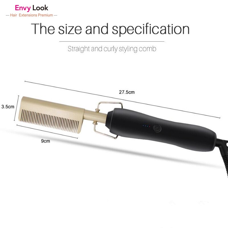 Crystal Electric Comb Hair Extension Straighter Color High Heat Flat Irons Straight Brush Wet Curl Dry Use For Black Women