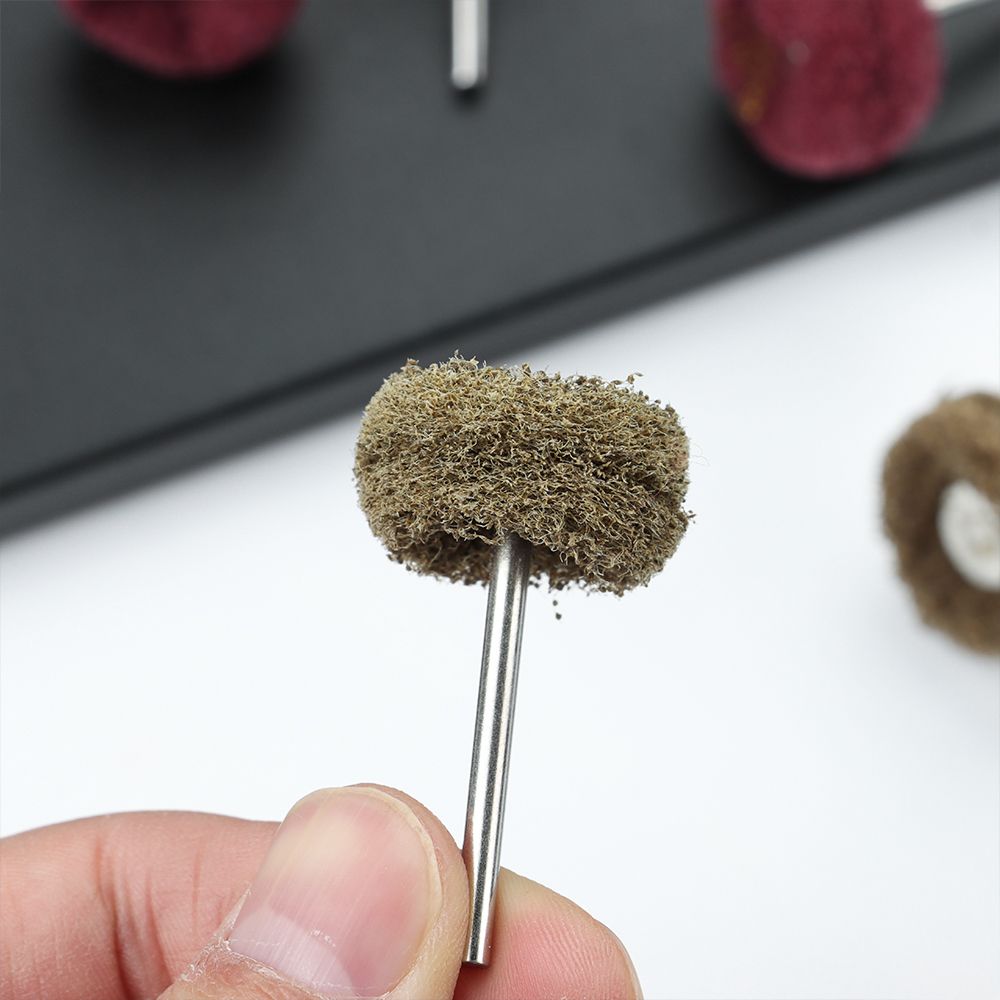 Mini cepillo abrasivo para taladro, rueda de pulido de nailon con vástago de 3mm para herramienta rotativa Dremel, juego de accesorios, 10 unids/paquete