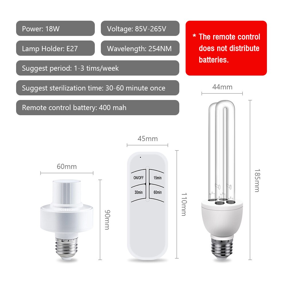 E27 UV Sterilisator Lampe 18W Hause Uv Desinfektion Bakterizide Lampe UVC Keimtötende Birne Sterilisator uv glühbirne