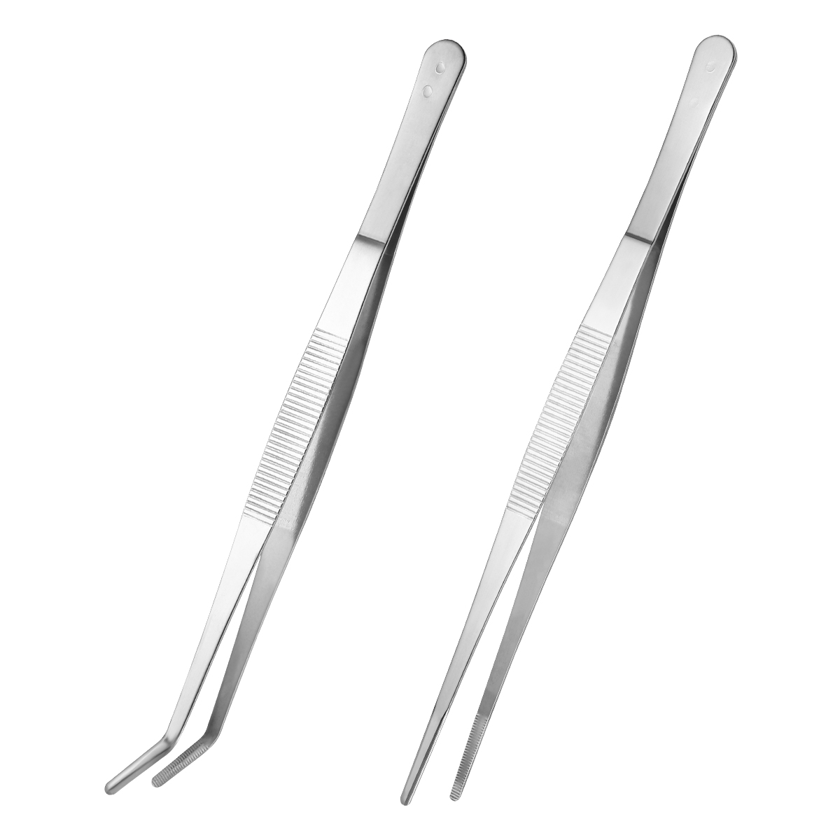 Pinzas rectas lisas seguras de acero inoxidable, pinzas de alimentación, pinzas curvadas, herramientas para lagartos, reptiles, Araña, jardín, cocina, 2 uds.
