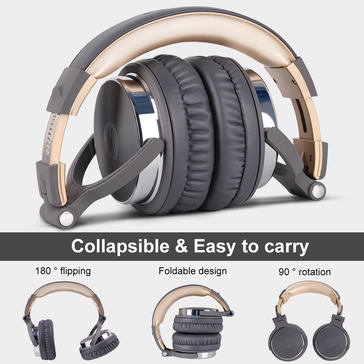 Oneodio Wired Monitoring Headphone Stereo Bass Studio Mixing Headset Over Ear Foldable Closed Back DJ Headphones For Phone PC