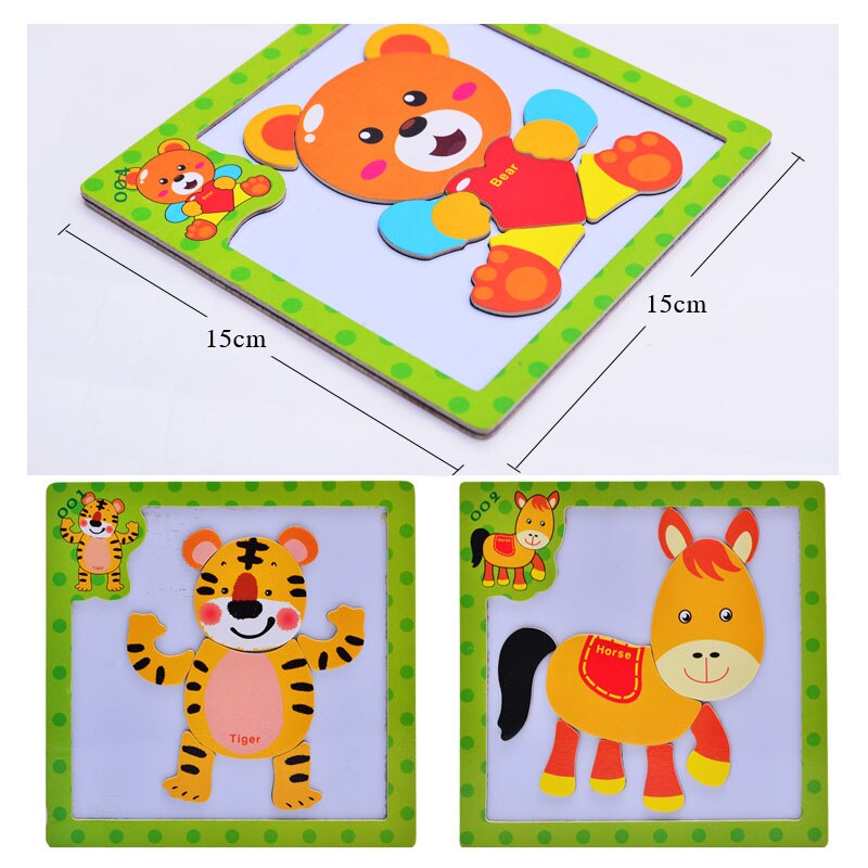 24 styles Baby Toys 3D Magnetic Puzzles Wooden Animals Puzzles Tangram Tiger/Bear/Frog Educational Toys for Kids