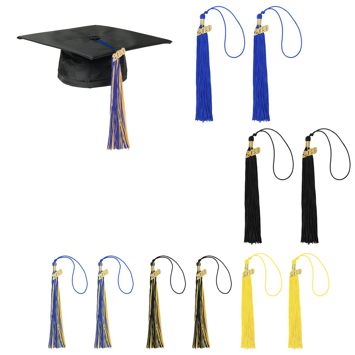 chapeau de Graduation gland avec ans breloques cérémonies accessoires unisexe pour l'école remise des diplômes cérémonie fournitures de fête
