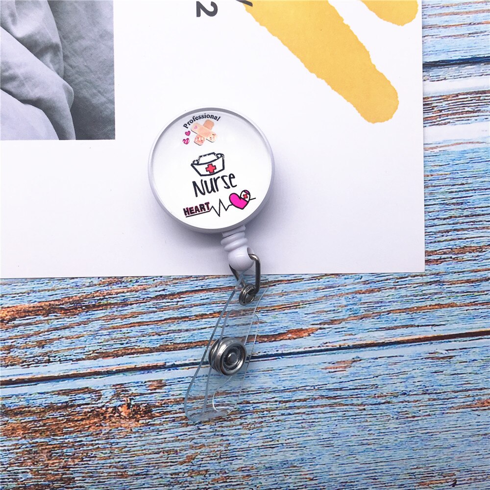 Wysuwany uchwyt na identyfikator szpulki pielęgniarka w toku z zaczepem na pasek robić etui na dowód osobisty enfermera: 1