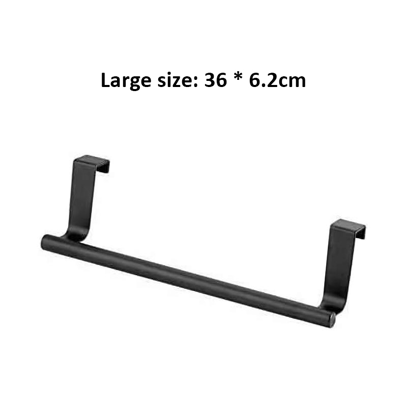Over Door Stainless Steel Single-bar Towel Rack Bathroom Kitchen Non-perforated Towel Rail Rag Rack Shelf Hanger Hanger: Black L