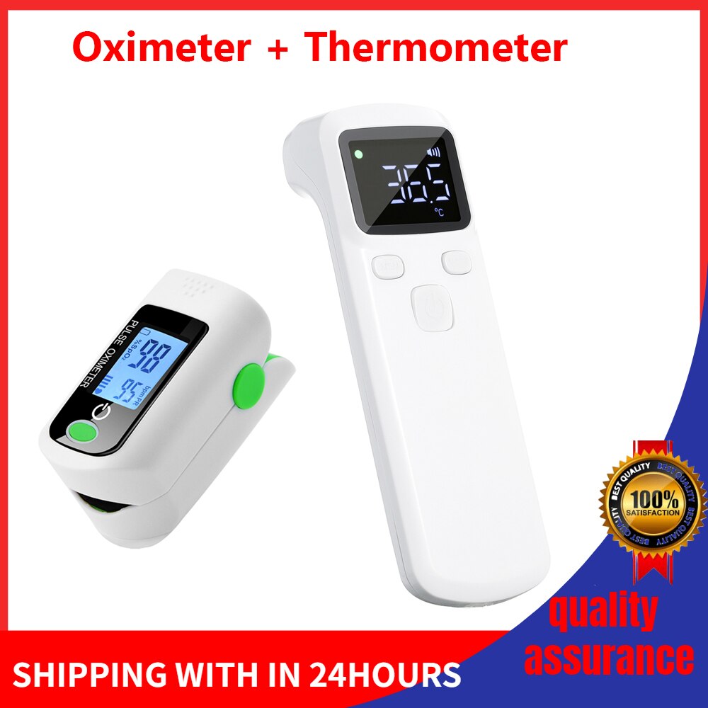 Finger Pulse Oximeter Digital Fingertip Oximeter Blood Oxygen Saturation Meter SPO2 PR Heart Rate Monitor + Infrared Thermometer: Type 10