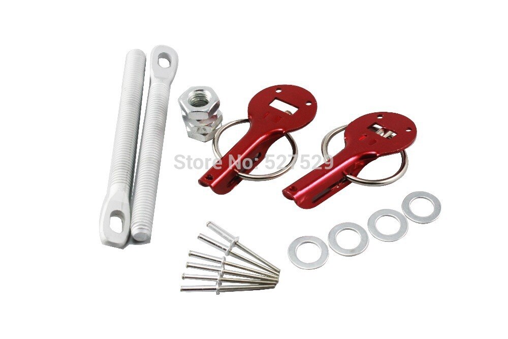 RACING ALUMINUM SECURITY CAR FRONT RED HOOD PINS DECK SPRING PIN BOLT LOCKS KIT