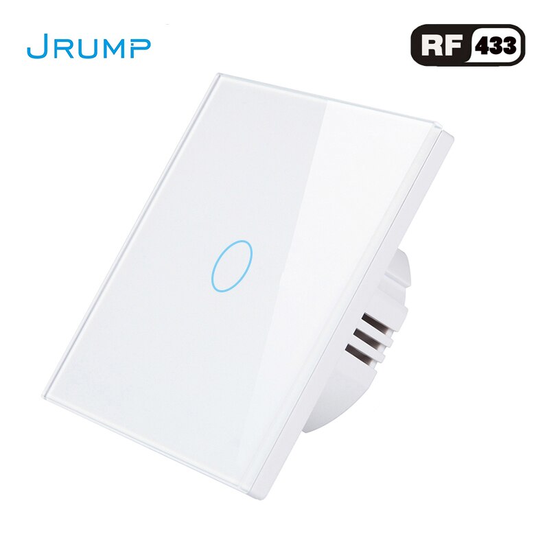 EU Standard Remote Control Touch Switch Light Switch Wall Switch RF433 Wireless Interrupter SwitchAC100-220V Tempered Glass Panl: JR-EU-RF White / 2-Gang
