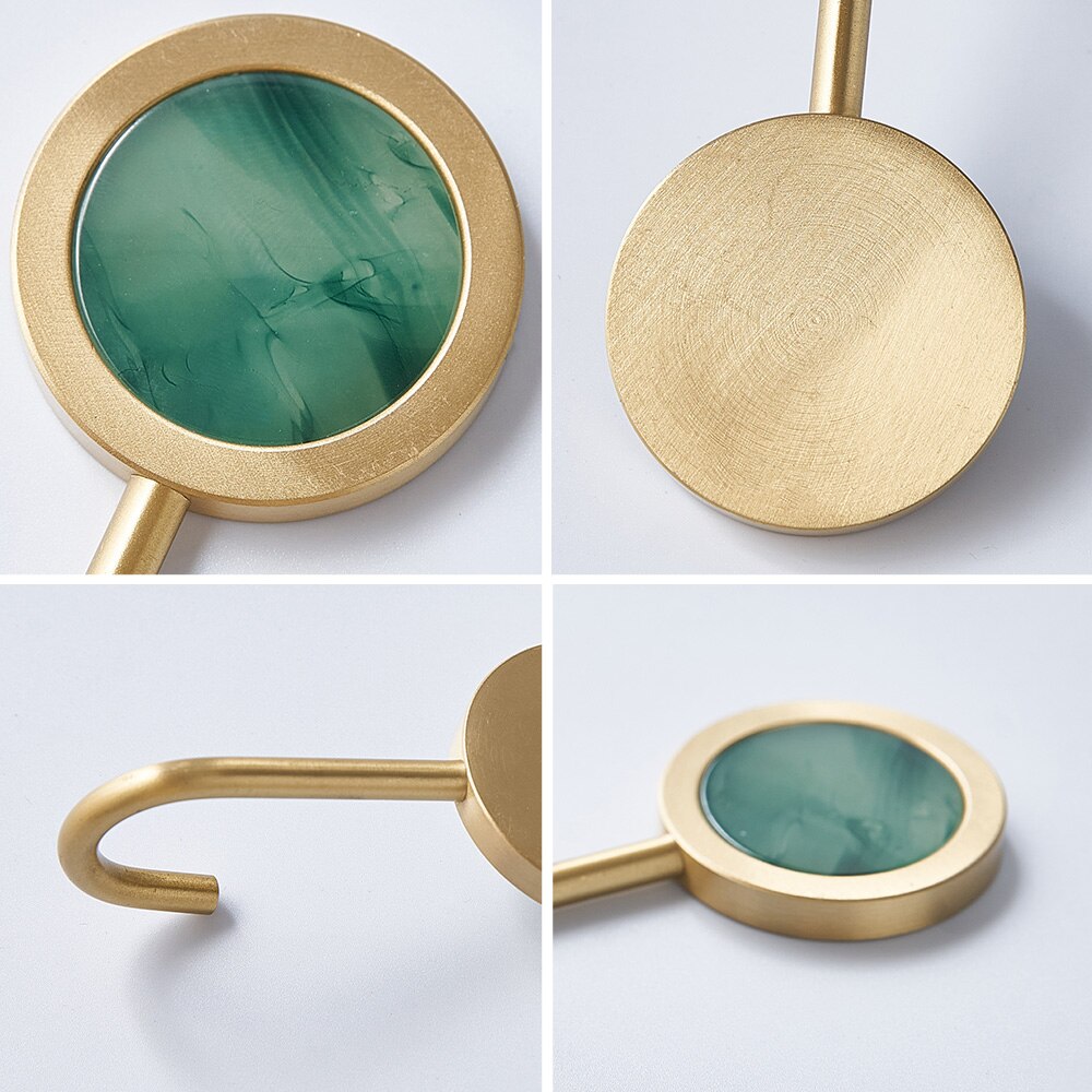 Nordic Home Decoration Accessories Brass Round Hook Living Room Wall Decoration Adhesive Hangers Key Hook Wall Hanger