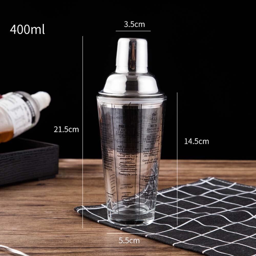 Glas Met Afgestudeerd Hand Shaker Cocktail Shaker Fles Cap Blender Shaker Shaker Bar: 1