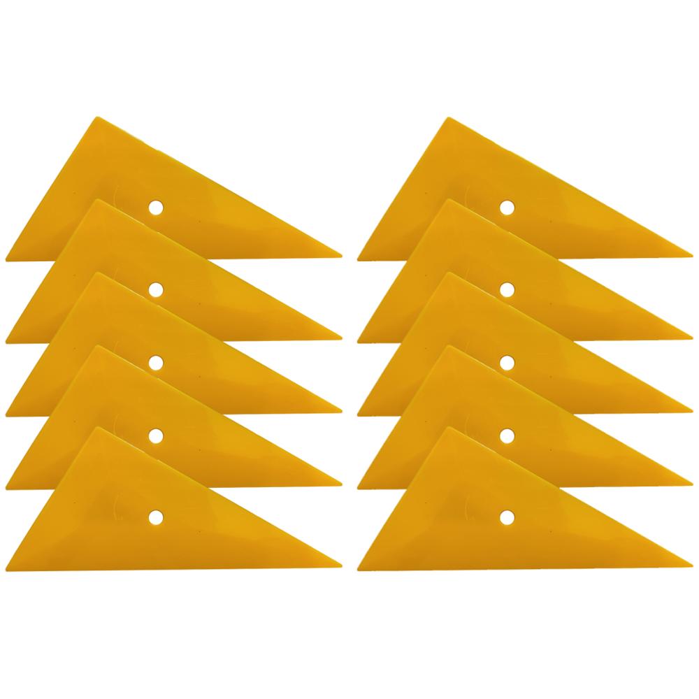 10PCS Yellow Triangle Vinyl Film Wrapping Go Corner Squeegee Scraper Auto Window Tint Tool Carbon Fiber Vinyl Car Wrap Tool A05S: 10pcs hard thick