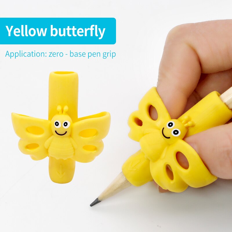 Potlood Handvat Staaf Grips Pen Houder Grip Voor Kids Leuke Hand Schrijven Aid Trainer Houding Correctie Pen Vinger Houder: yellow