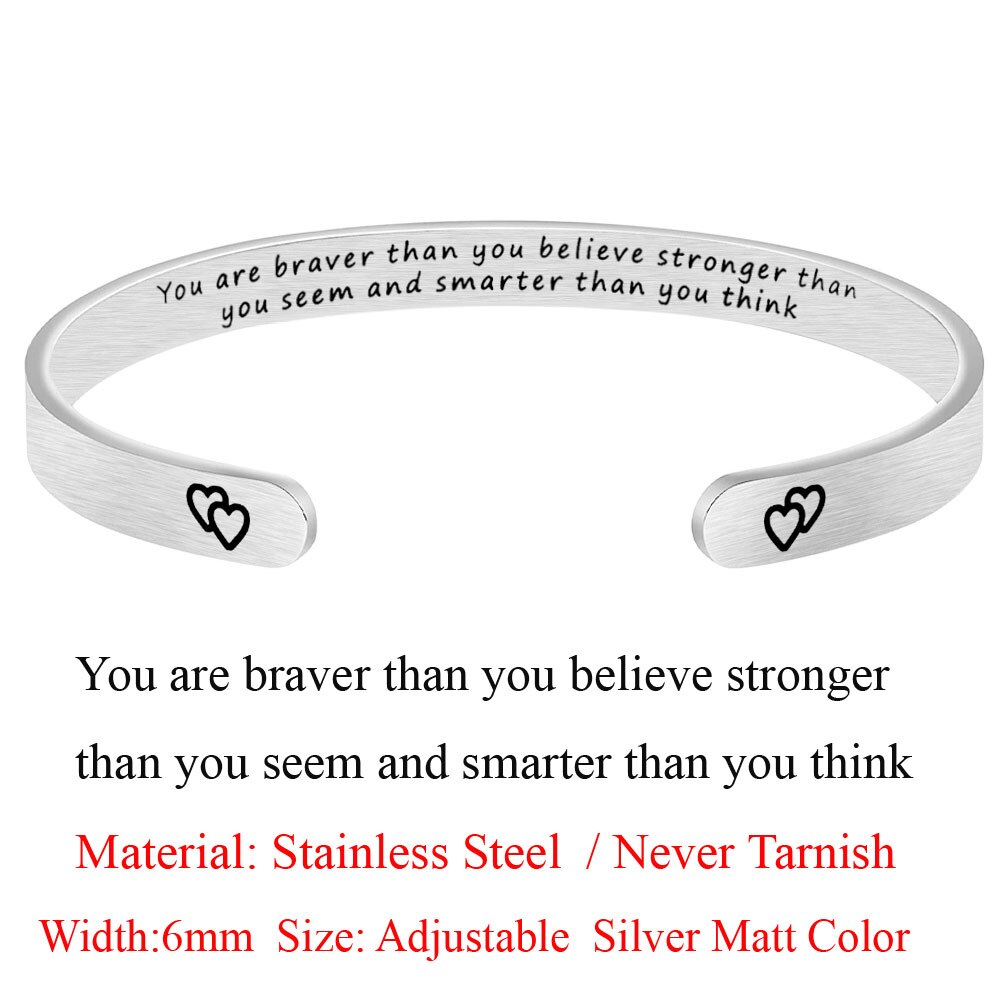 Brazalete de acero inoxidable para mujer, pulsera inspiradora, joyería: LS009