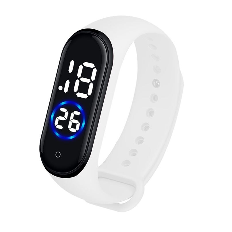 Casual Digital LED deportes Reloj Simple Unisex silicona banda relojes de pulsera hombres mujeres reloj 3D13: Blanco