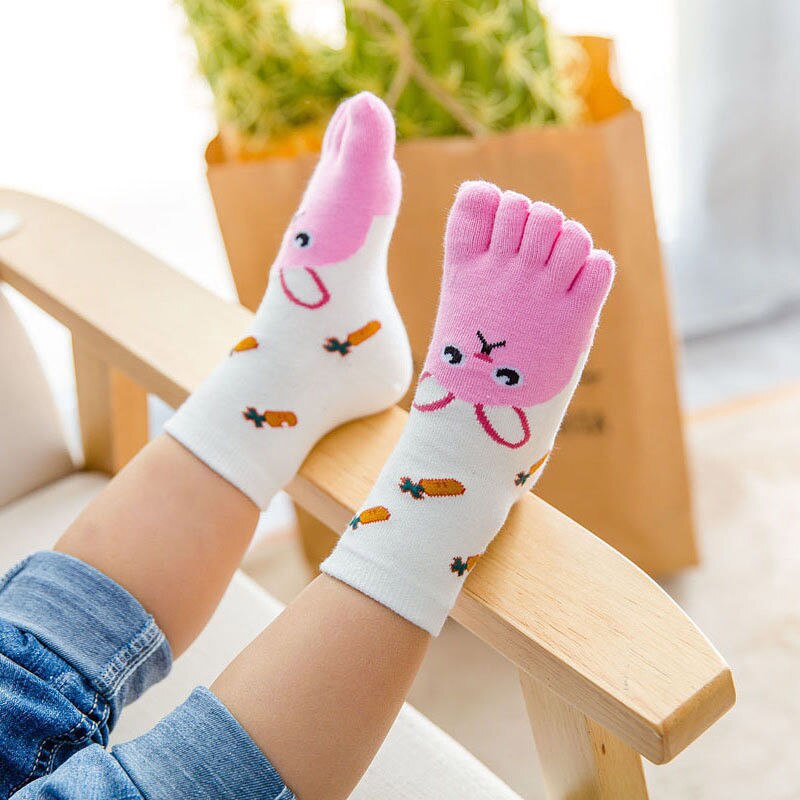 Jaar Kawaii Kinderen Sokken Katoenen Dier Jongens Meisjes Sokken Goedkope Stuff Teen Sokken voor Kids Vijf Vinger Sok 3 -7 T/7-12 T
