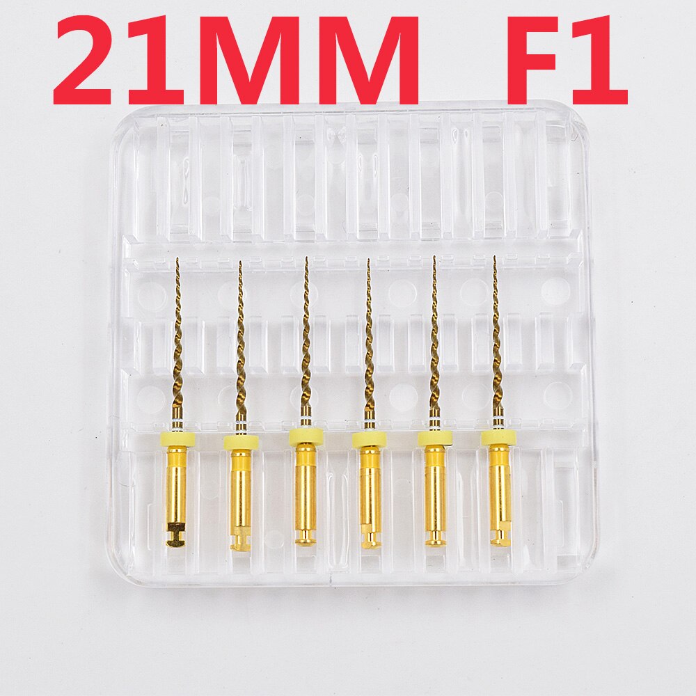 Dental guld flexibla filer endo roterande filer gyllene endodontiska filer 25mm nickel titanium instrument tandvård: 21mm f1