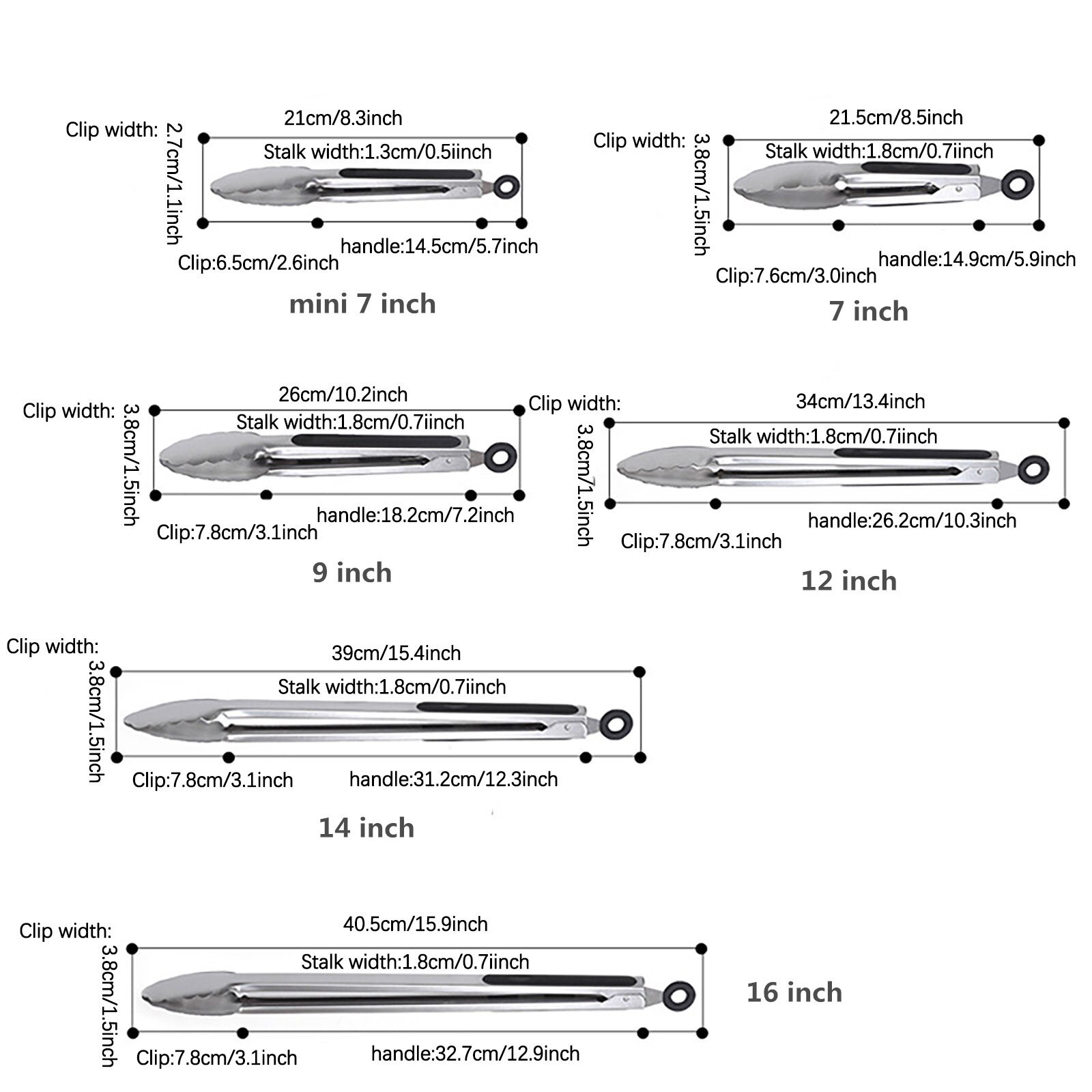 Kitchen Accessories Stainless Steel Kitchen Tongs Brushed Steel Food Tongs With Ergonomic Grip Kitchen Gadget Barbecue Tools #30