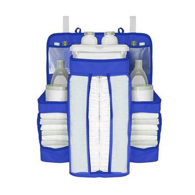 Baby Crib Organizer Opknoping Zakken Voor Pasgeboren Baby Beddengoed Set Organizer Luier Opbergtas Luiertas Kids Bed Linnen: blue