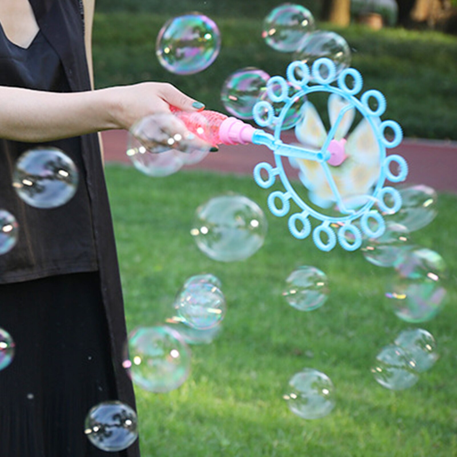 Windmolen Bubble Blower Pinwheel Stok Leuk Voor Outdoor Play & Verjaardag Met Vloeibare Bubble Machine Speelgoed Voor Kinderen Water Speelgoed