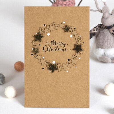 Eno Greeting good gold foil paper 3d christmas cards season&#39;s greetings kraft christmas greeting cards: 1905 II 07