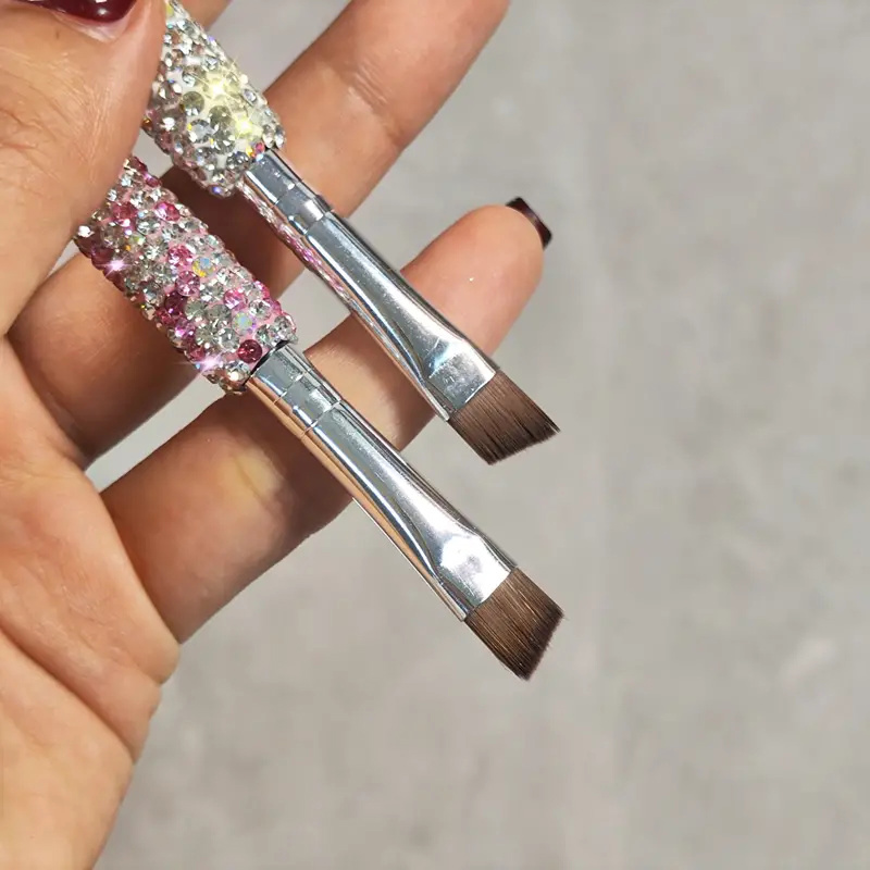 Cepillo para cejas y peine para pestañas, cepillo para cejas en ángulo de doble cabezal, cepillos para cejas, peine para pestañas, peine para tinte de pestañas con mango de diamante