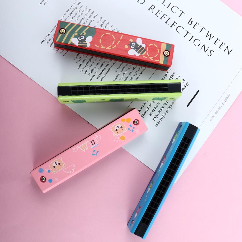 16 Holes Cute Harmonica Musical Instrument Montessori Educational Toys Cartoon Pattern Kids Wind Instrument Children Kids