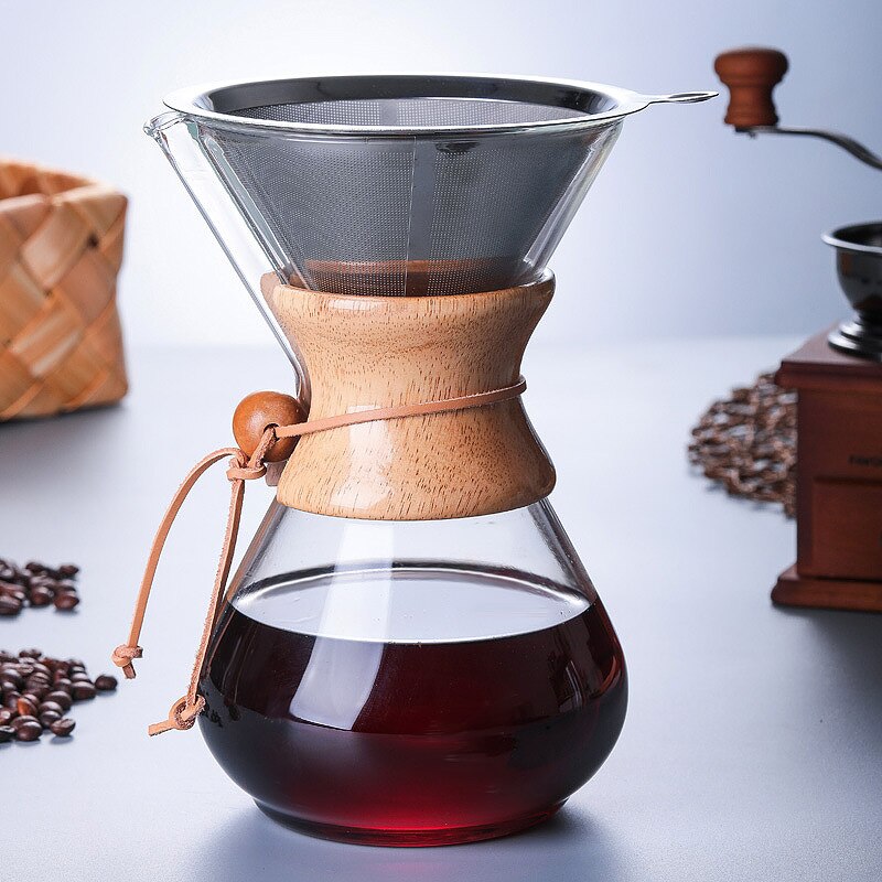 400Ml 600Ml 800Ml Slip Glas Koffiezetapparaat Koffie Pot Espresso Koffie Machine Met Rvs Filter Pot