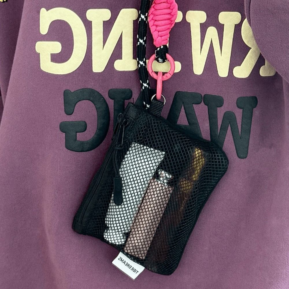 Doppelter Reißverschluss, Netz-Aufbewahrungstasche, doppelschichtig, platzsparend, Mini-Make-up-Tasche, sichtbar, großes Fassungsvermögen, Reise-Kosmetik-Organizer, Schlüssel