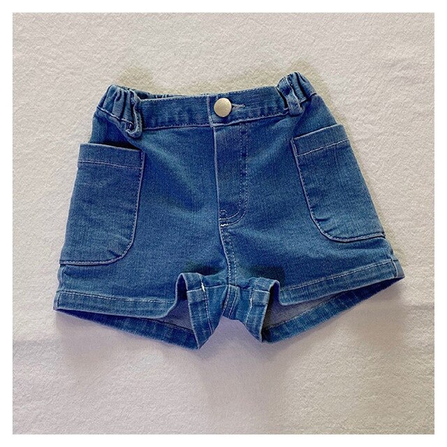 2021 estate neonate pantaloncini di jeans bambini cotone elastico Denim pantaloni corti abbigliamento coreano per bambini: Blu / 12M(80cm)