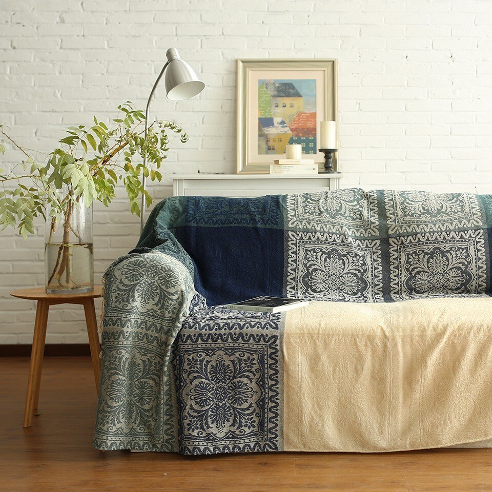 Etnische Chenille Plaid Bank Deken Gooi Gewogen Gebreide Gooi Deken Op Couch Vintage Tapijt Wandtapijt Sofa Cover Sprei