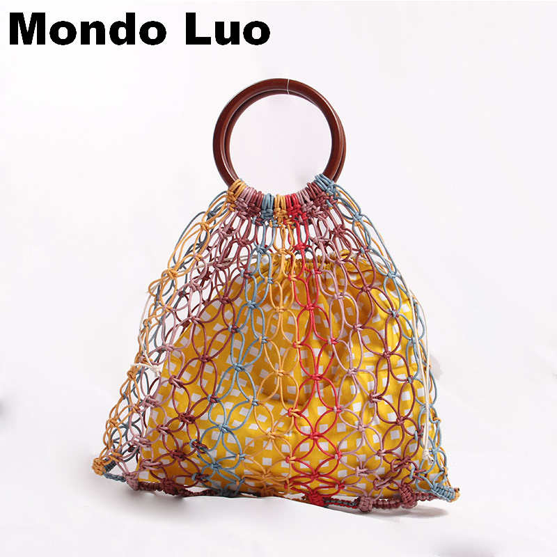 Femmes à tricoter coloré Net sac à main sac populaire pour les de plage