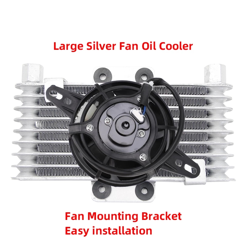 Enfriador de aceite de aluminio para motor de motocicleta + radiador de refrigeración de ventilador 125Ml Universal para moto de cross ATV enfriador de aceite de ventilador de