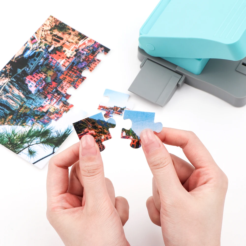 Perforadora de papel para rompecabezas de 12,7x8cm, máquina para hacer rompecabezas DIY, cortador fácil para hacer rompecabezas con 10 tableros de espuma adhesivos, herramienta de juguetes DIY