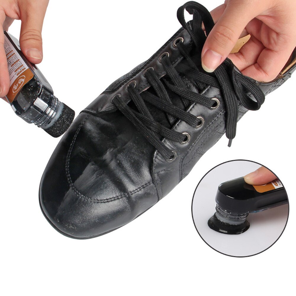 45ml Leather Shoe Boot Polish Rich Glossy Shine Wax Liquid Protection Nourishes Glossy 12x3cm Black Clear ST27