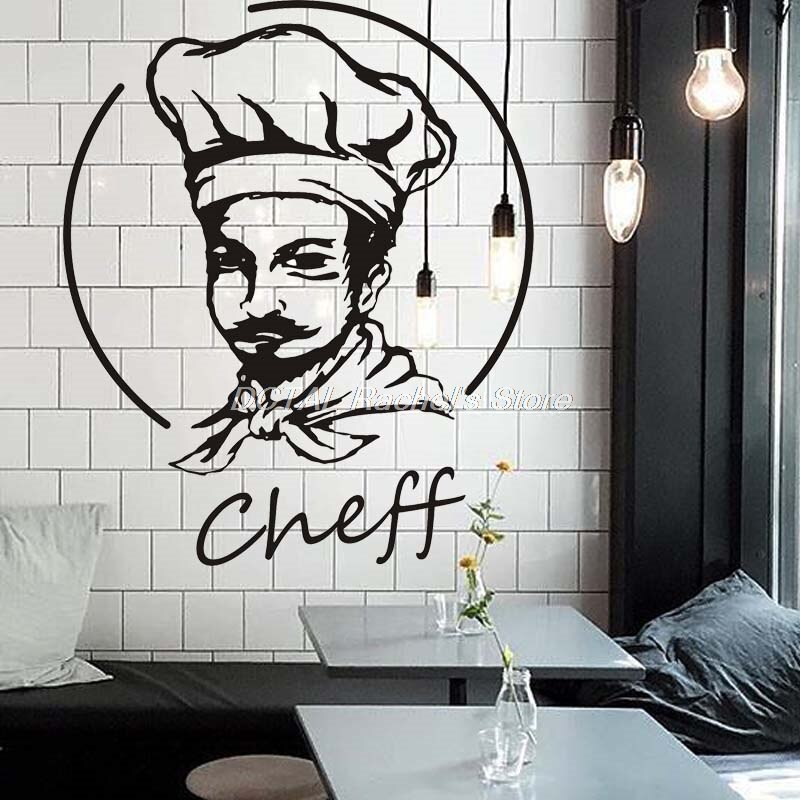 Restaurant Decor Vinyl Muurtattoo Cheff Grappige Keuken Eetkamer Sticker Bar Drink Art Sticker