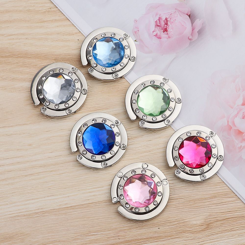 1 pc bärbara metall hopfällbar väska handväska krok handväska hängare diamant hopfällbar bord krok bord hängare skrivbord krokar