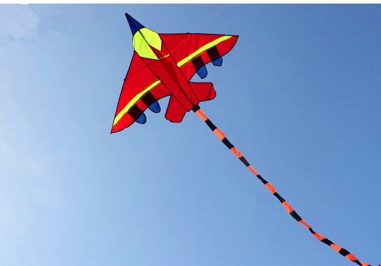 Utomhus kul sportflygplan drake / dubbelfärgad fighter med handtag och lina bra flygande för barn