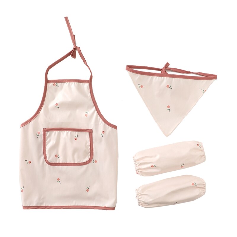 Super Zachte Voeden Slabbetjes Moeder Lunch Voeden Kiel Bib Sleevelet Koken Schort Kind Tuinieren Leveringen: Pink flower / 6-12 months