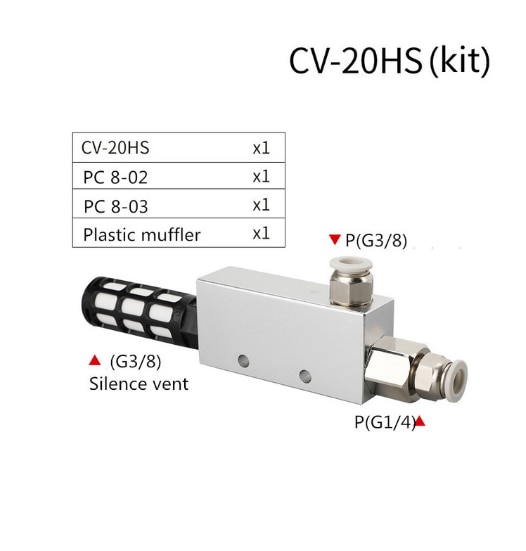 Vacuum ejector Generator Air Exhaust Ejector Pneumatic ACV CV-10 15 20 valve Negative Control Valve wyrzutnik prozniowy: 20 w 8 Fitting