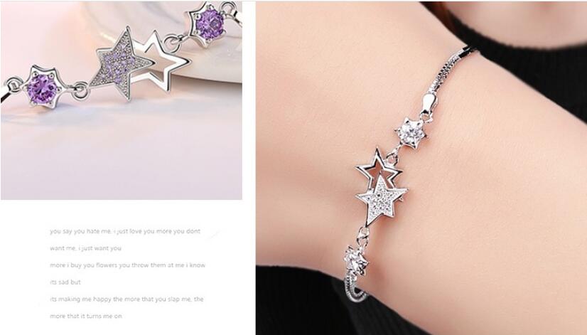 925 Sterling Zilveren Box Ketting Zirkoon Star Charm Armband Voor Vrouwen Meisjes Party Wedding Trendy Sieraden Accessoires Sl076