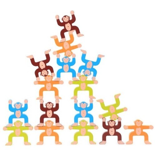 Balance singe en bois, jeu Attention