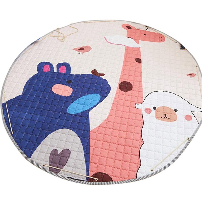 Cartoon kinderspeelkleed, speelgoedopberger, katoenen grote vloermat voor babymeisjes, kruipdeken, 5 cm rond tapijt: Default Title