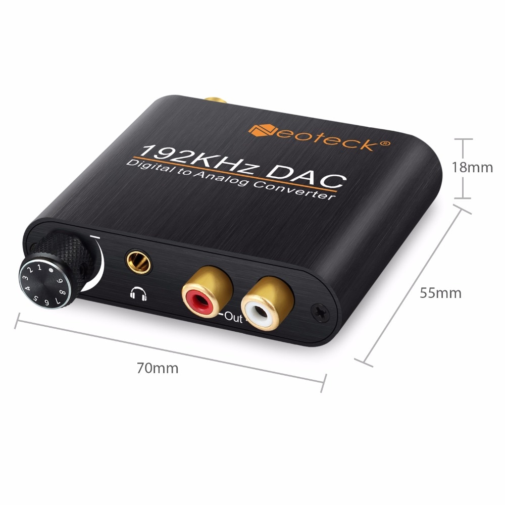 Neoteck 192Khz DAC Coaxial Optical To Analog RCA R/L Audio 3.5mm Jack DAC Audio Decoder With Volume Control Converter For DVD