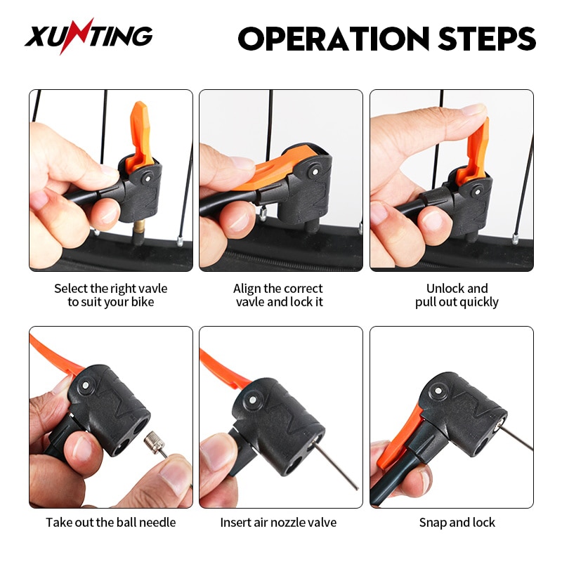 Xunting Foot Air Pump with 180PSI Pressure Gauge Fits Presta Schrader for Ball Scooter Car Toys Bicycle Pump Bike Accessories