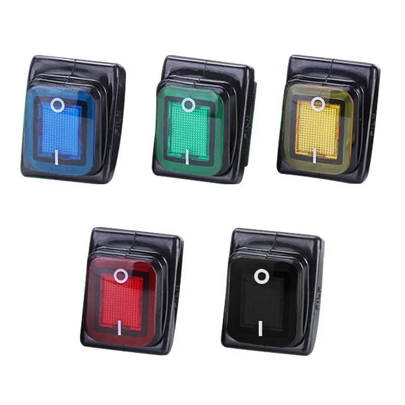 Waterproof rocker switch with light 4 pins on/off seal switch 220V red black lighting 16A car boat button with LED light