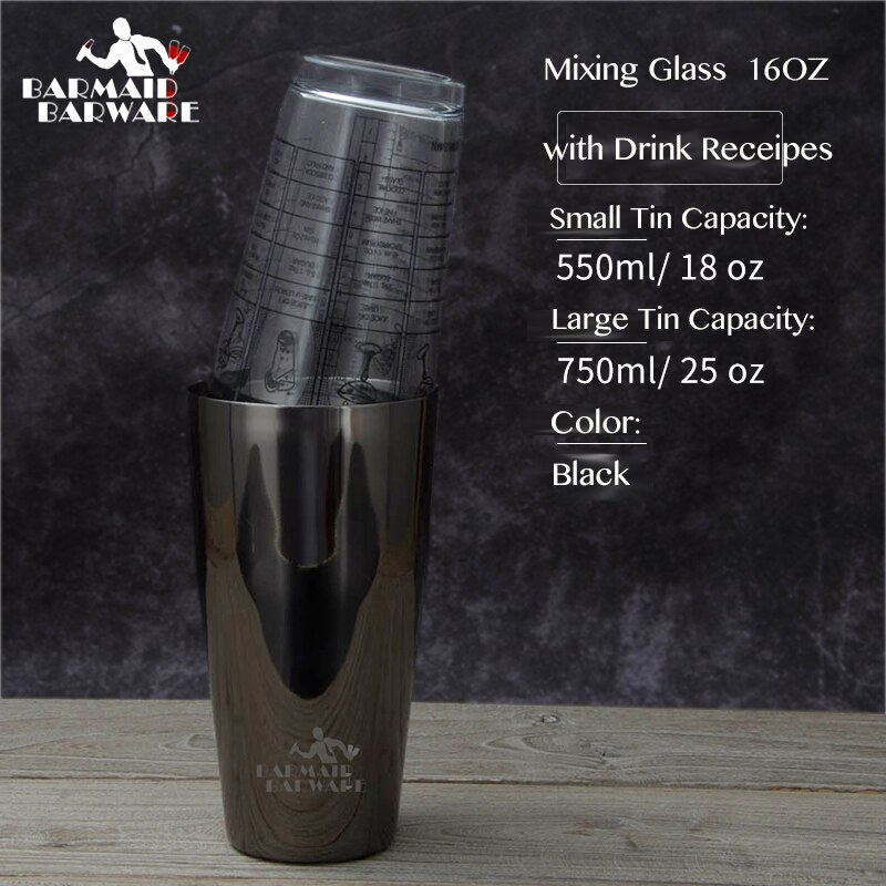 Stainless Steel Cocktail Boston Bar Shaker & 16 Oz. Mixing Glass Kit Cocktail Boston Shaker