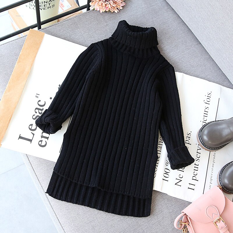 Children'S Sweaters Spring And Autumn Clothing Mid-Length Girls Split Bottoming Sweater