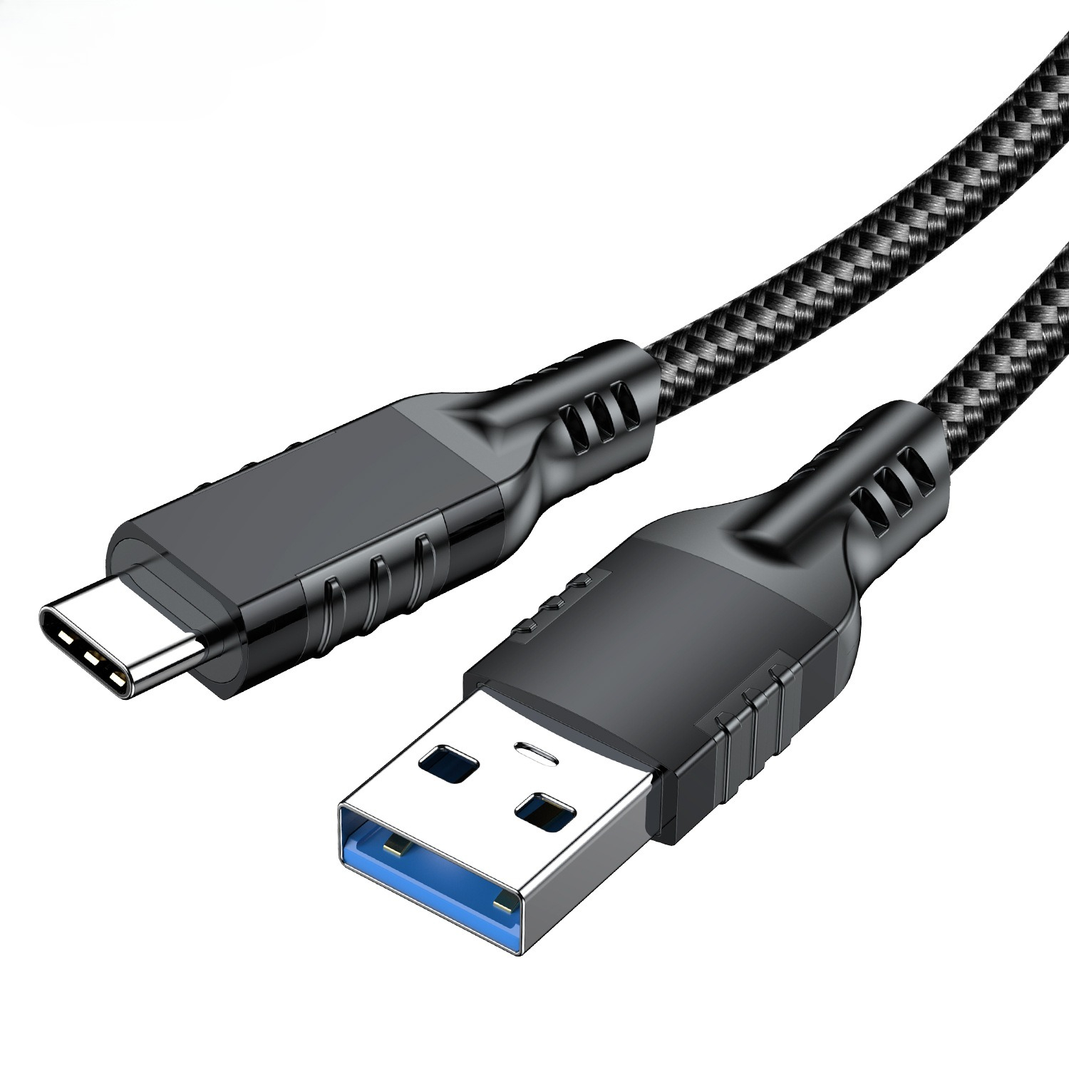 Cabo de dados tipo C para disco rígido, cabos de carregamento rápido USB-C, cabo trançado, Carplay, HDD, carregador de carro, USB 3.2, 10GBPS, 3A, 60W: Laranja / < =0.5m