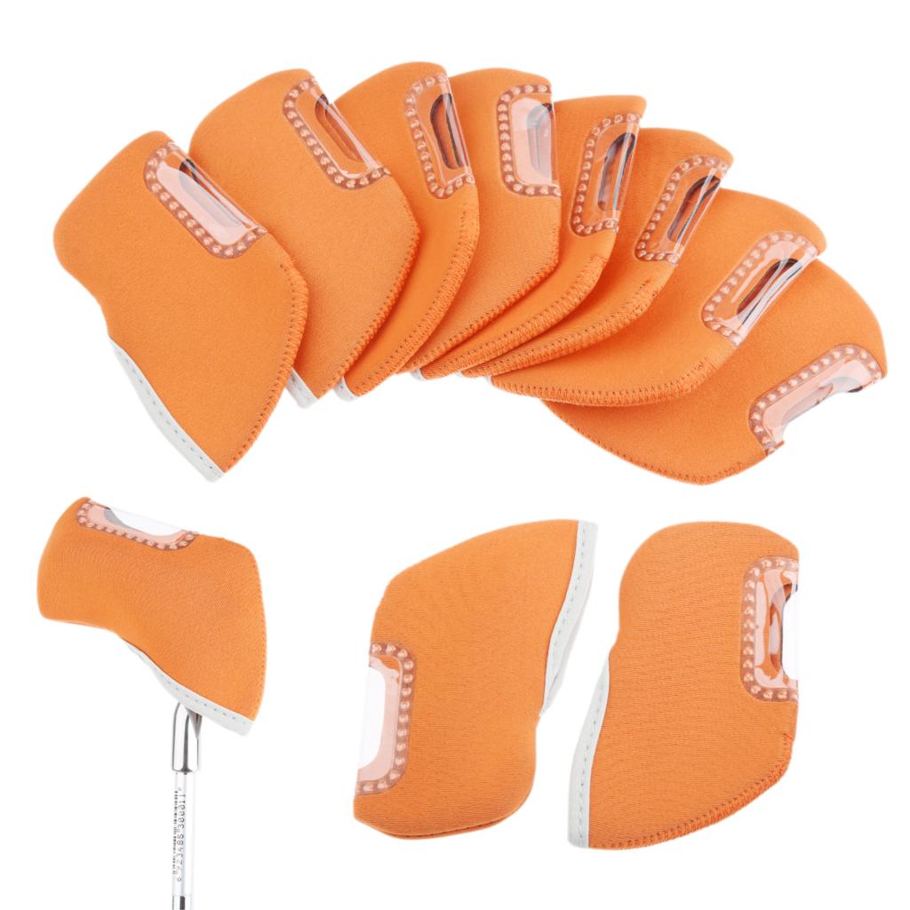 Housses de tête en fer Golf, protection de la tête en fer pour le Golf protection de la tête en fer pour le Club de Golf, accessoires de Golf, 9 couleurs, 10 pièces: Orange
